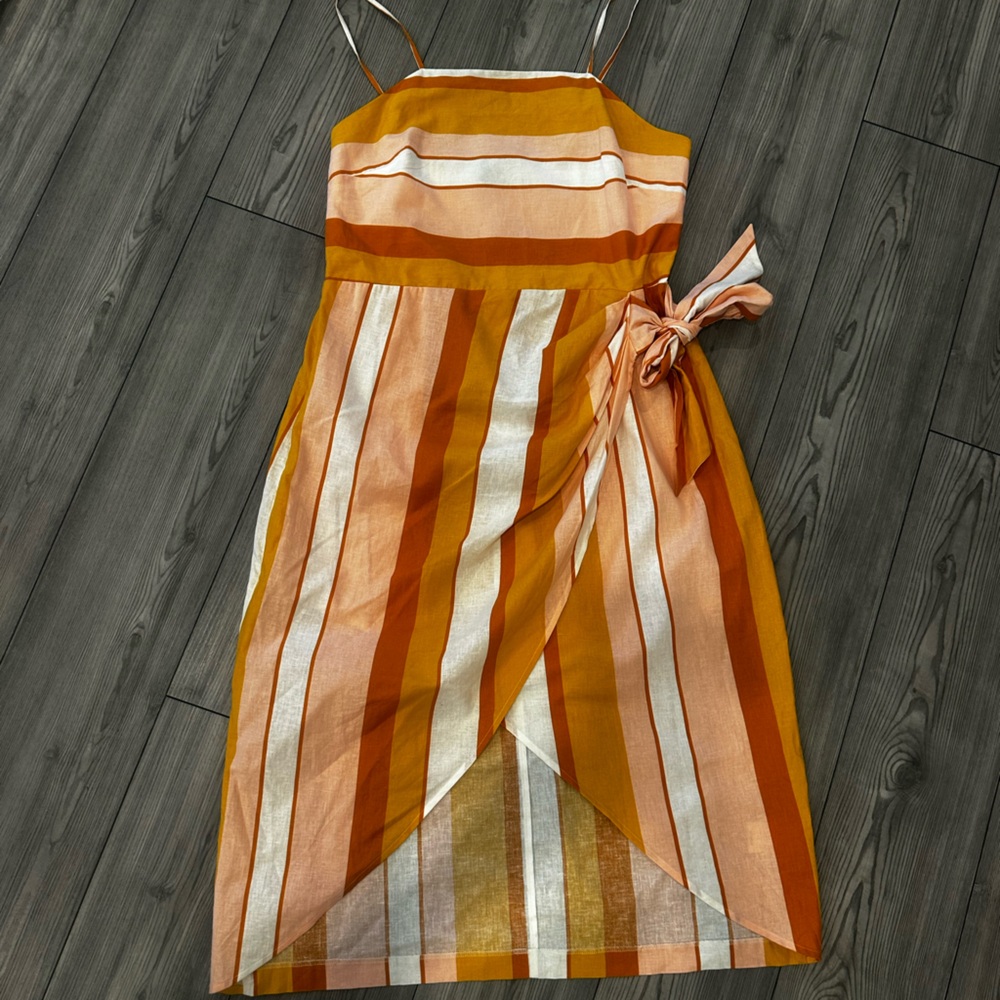 Express Orange Pink and White Striped Wrap Dress Size Large